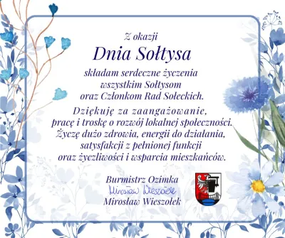 Życzenia z okazji Dnia Sołtysa