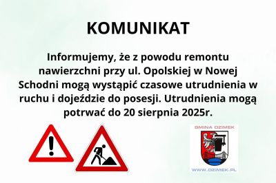 Remont nawierzchni przy ulicy Opolskiej w Nowej Schodni