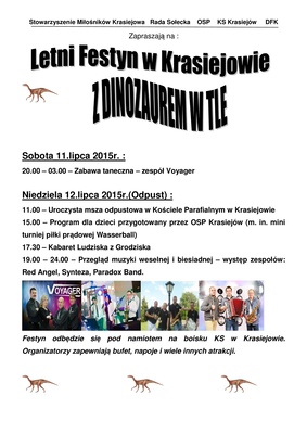 Festyn Letni w Krasiejowie z Dinozaurem w Tle