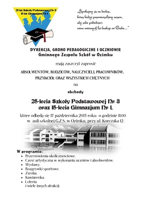 25-lecie Szkoły Podstawowej Nr 3 oraz 15-lecie Gimnazjum Nr 1