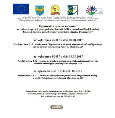 LGD Kraina Dinozaurów: Nabór wniosków i szkolenie