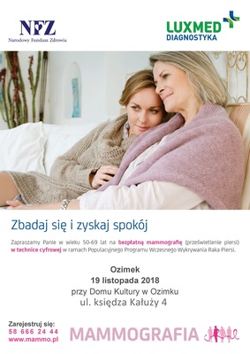 Bezpłatne badania mammograficzne w Ozimku