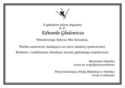 Odszedł Edward Głodowicz - Wieloletni Sołtys Wsi Schodnia