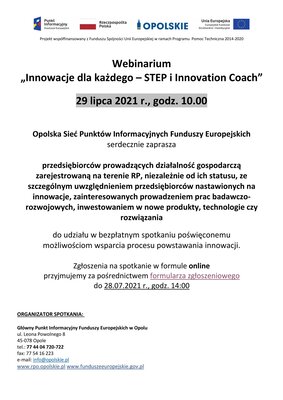 Webinarium Innowacje dla każdego – STEP i Innovation Coach