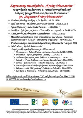 Zapraszamy do udziału w wydarzeniach w ramach Operacji Własnej LGD pt. Bogactwo Krainy Dinozaurów