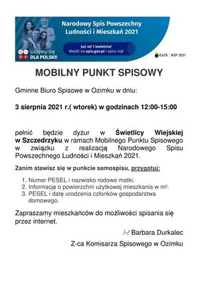 MOBILNY PUNKT SPISOWY - SZCZEDRZYK