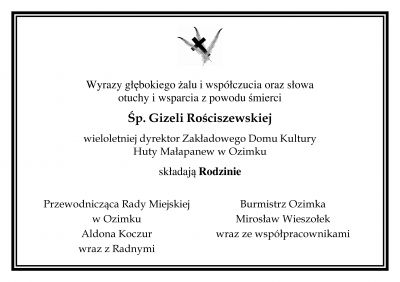Zmarła Gizela Rościszewska