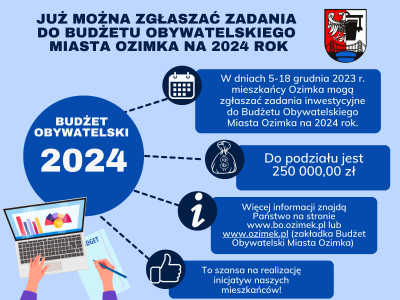 Już można zgłaszać zadania do Budżetu Obywatelskiego Miasta Ozimka na 2024 rok