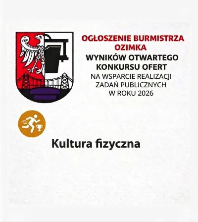 Ogłoszenie wyników otwartego konkursu ofert z zakresu kultury fizycznej