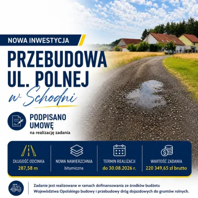 Umowa na dofinansowanie remontu ul. Polnej w Schodni podpisana